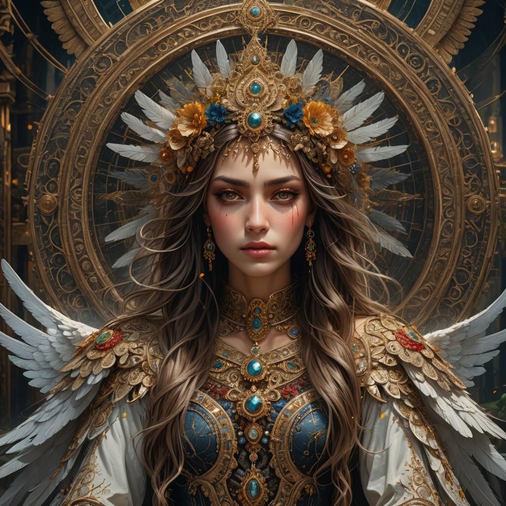 Hypnotic Angel Portrait in Symbolist Style