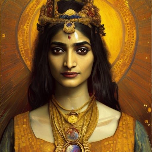 Sonam Kapoor as Buddhist Warrior, Art Nouveau Style