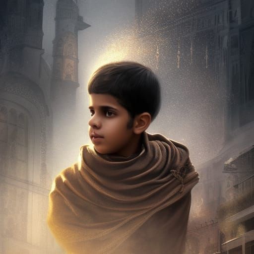 Detailed Digital Painting of a Muslim Boy