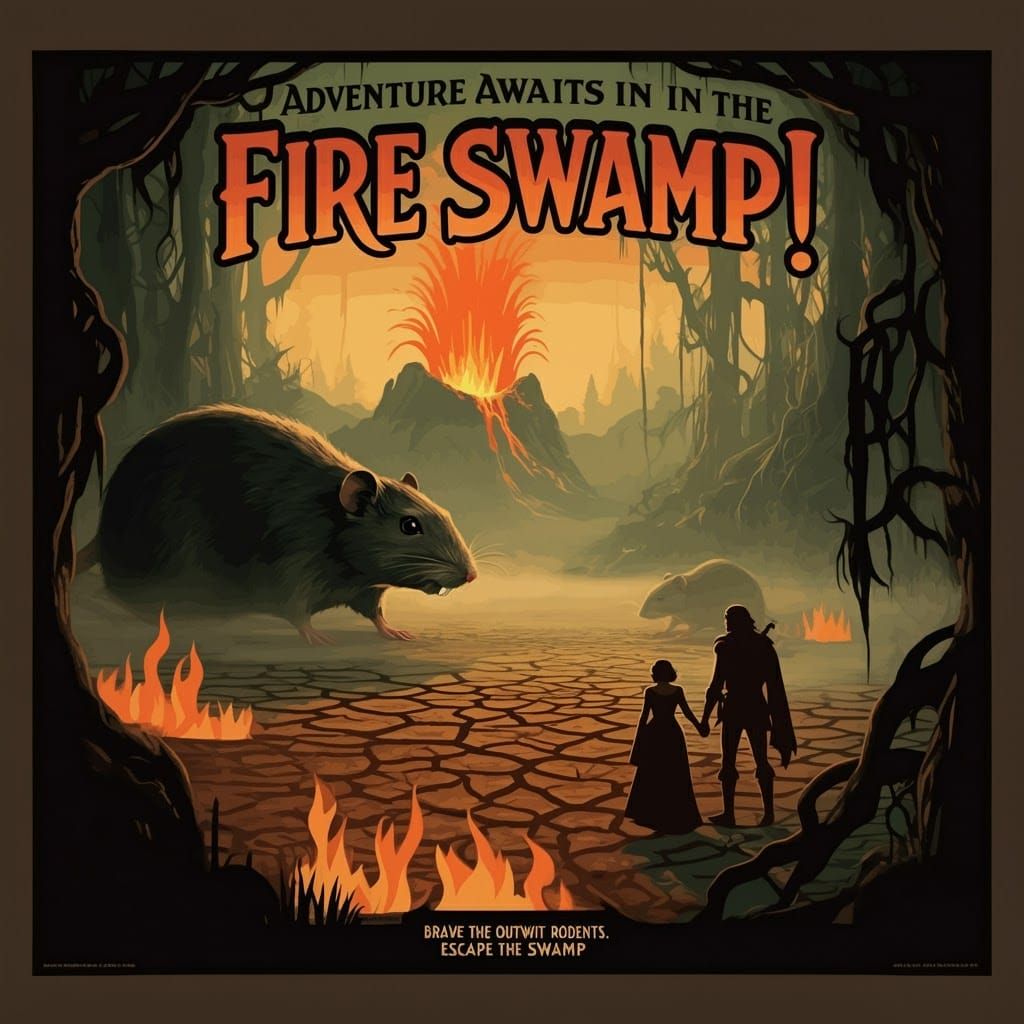 Fire Swamp Travel Poster: An Art Deco Adventure