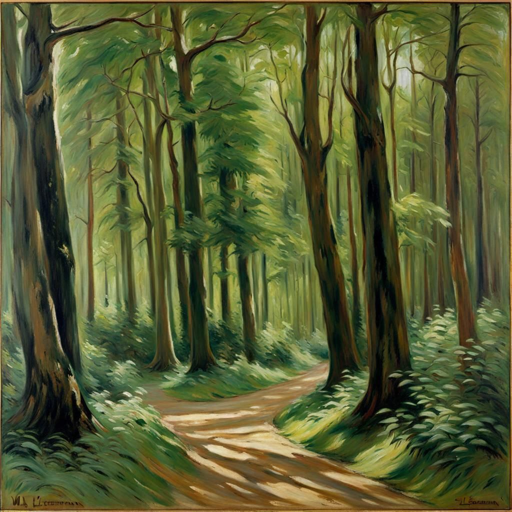 Eldritch Forest Painting in Impressionist Style