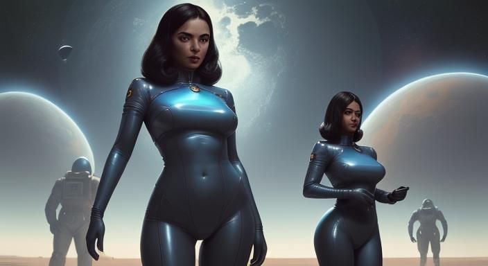 Cosmonaut on Alien Planet in Retro-Futurism Style