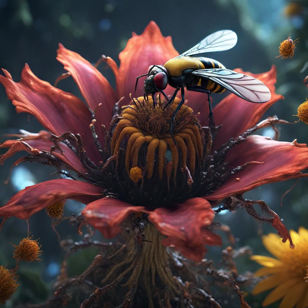 Carrion Flower Pollination: Detailed Matte Painting