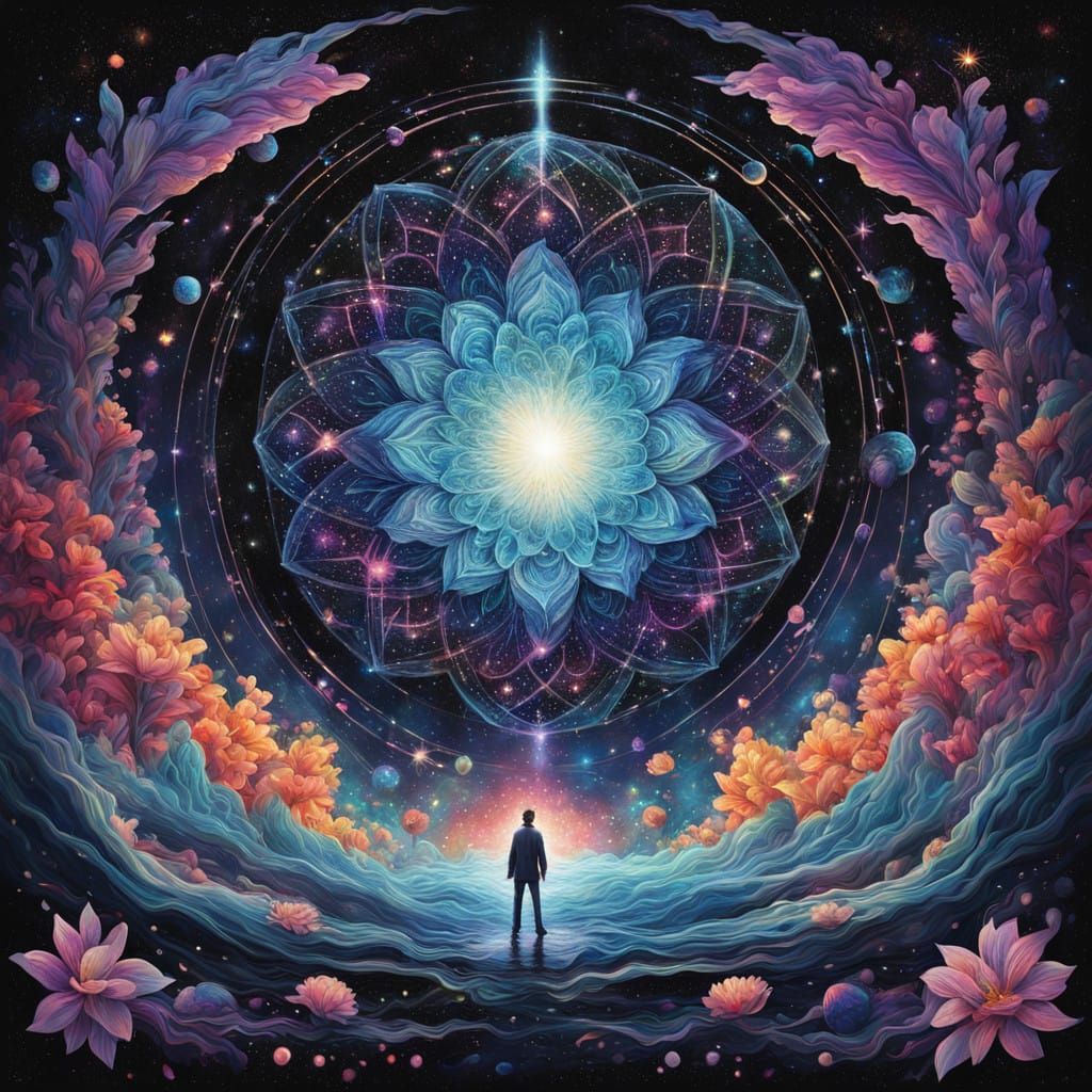 Cosmic Flower in Vibrant, Astral Bloom
