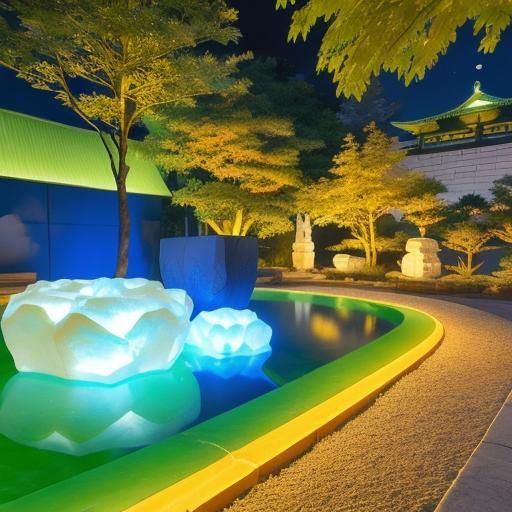 Jade and Marble Netsuke Sculptures in Moonlight