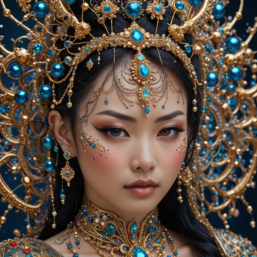 Bejeweled Eurasian Muse: Macro Photography Portrait