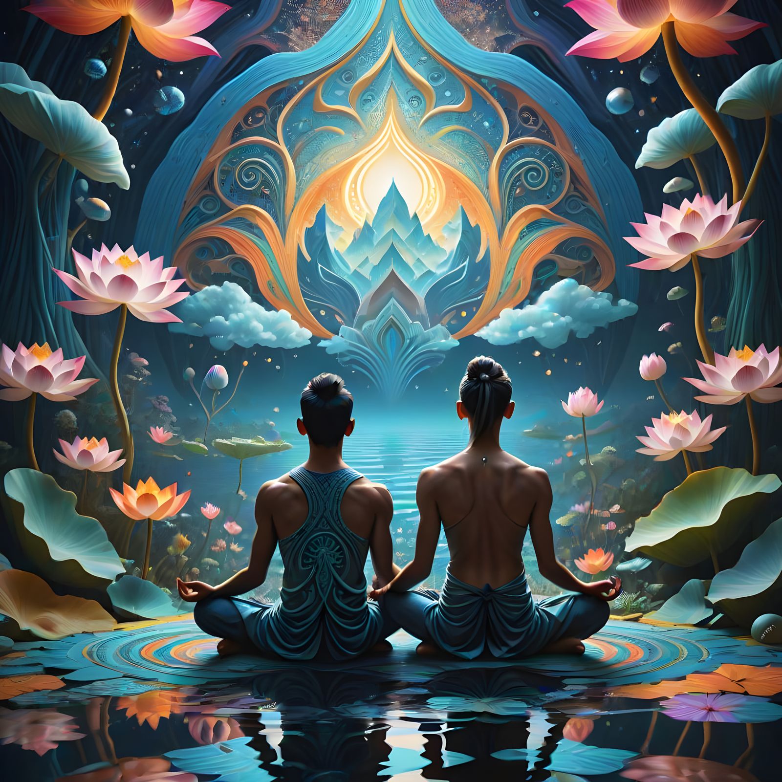 Surrender to Inner Transformation in Vibrant Psychedelic Art