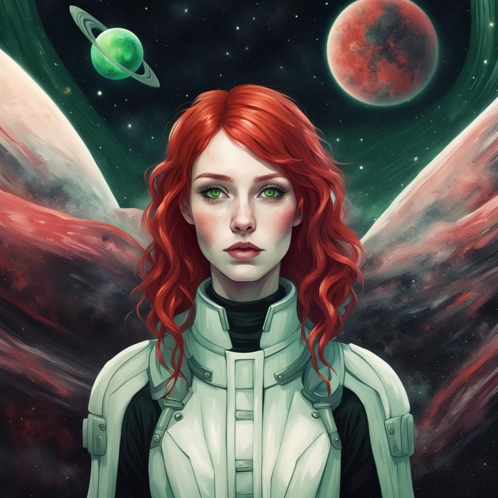 Enchanting Galactic Artist Girl Portrait