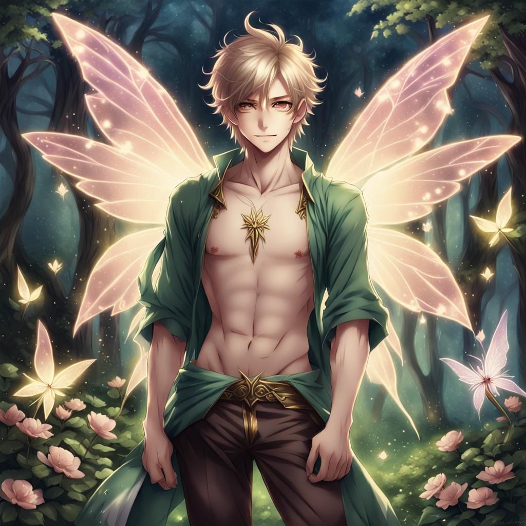 Handsome Male Fairy in Anime Style