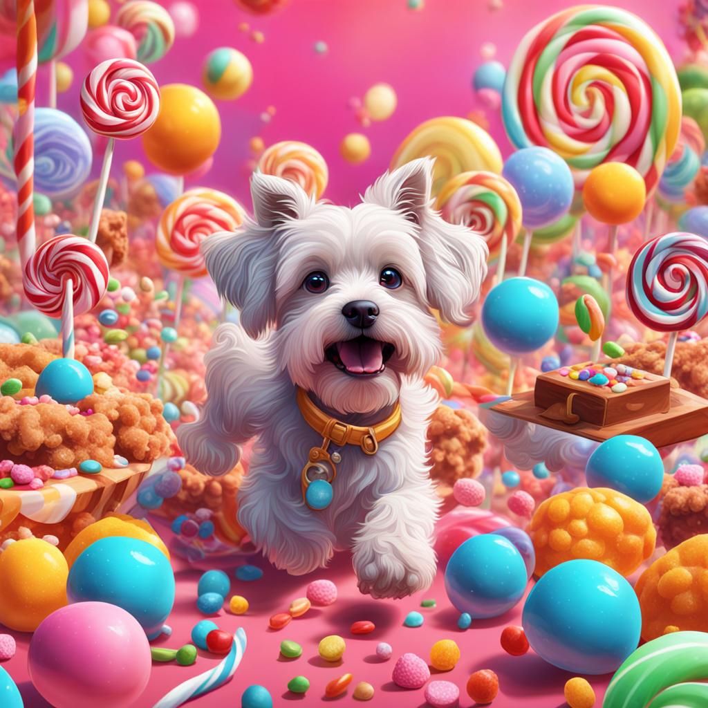 Dog in Candy Art Style Digital Illustration