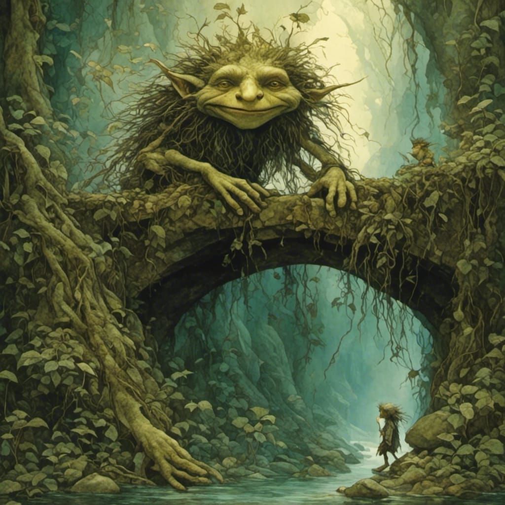Dark Fantasy Troll Under a Bridge