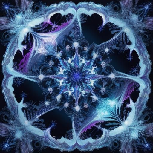 Penguin in Winter Fractal Art Landscape