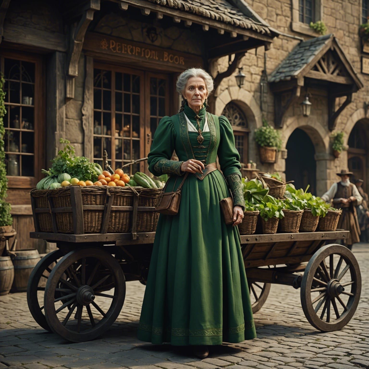 Medieval Merchant Lady in Detailed Digital Painting