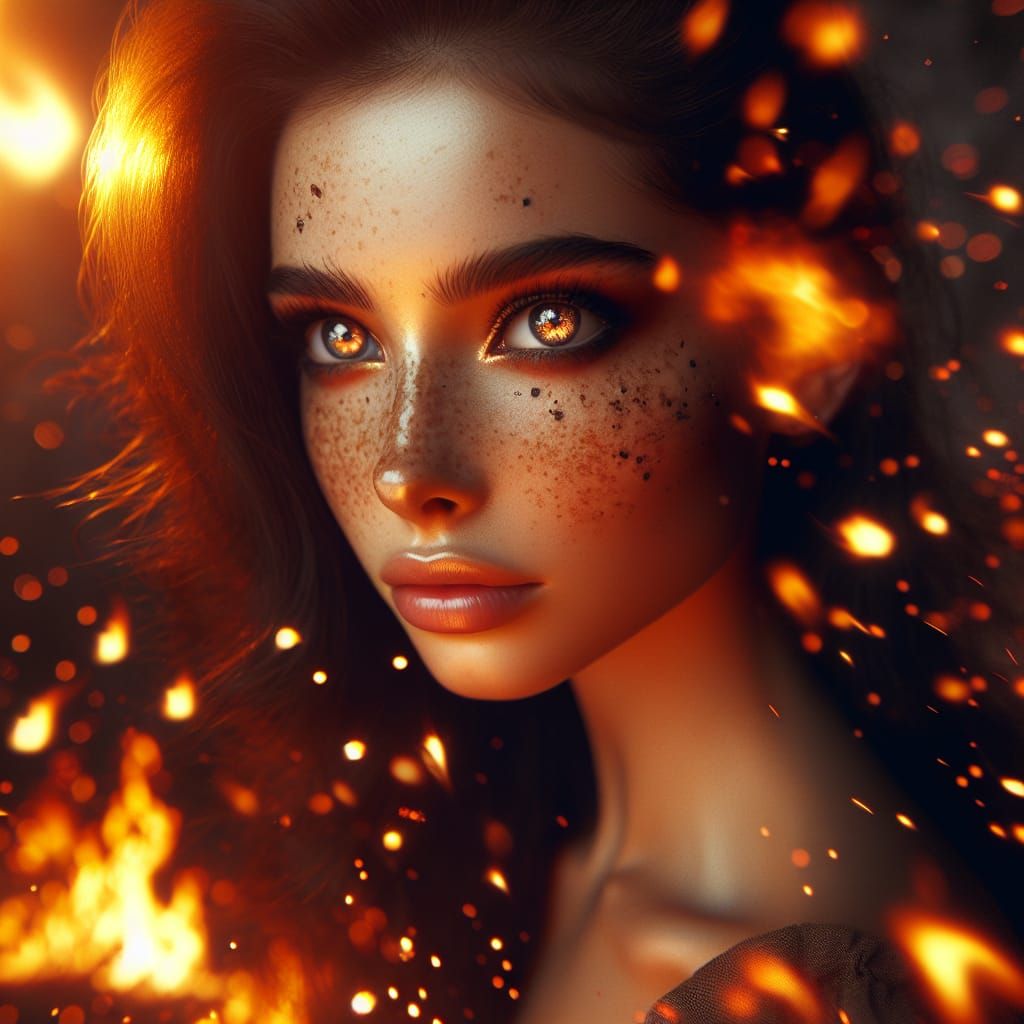Fiery Portrait of a Young Sorceress
