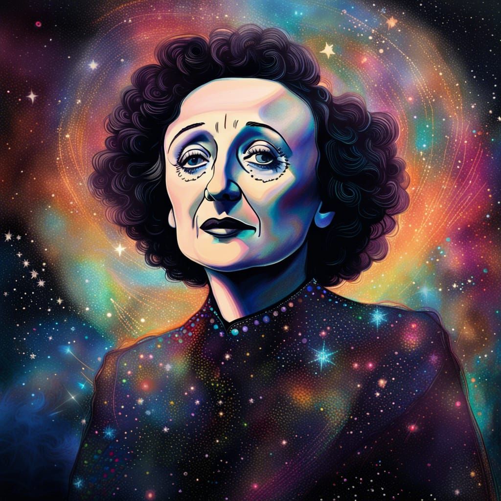 Edith Piaf Holographic Astral Illustration