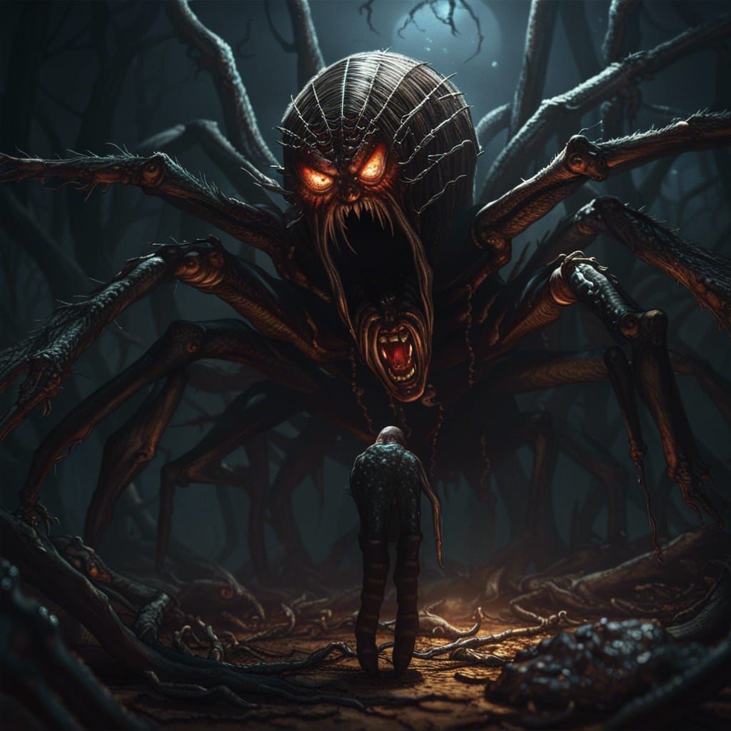 Man's Horror: Giant Spiders in Dark Fantasy Art