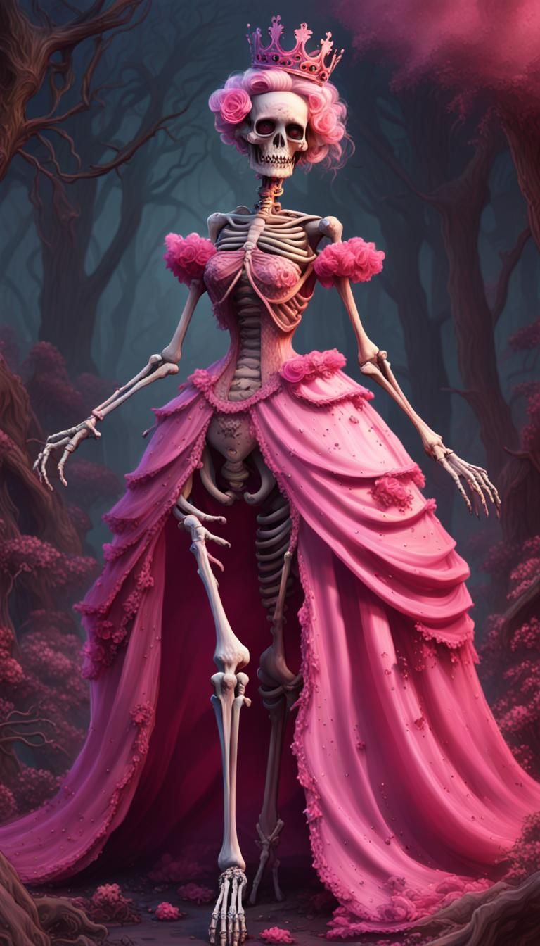 Zombie Skeleton Princess in Android Jones Style