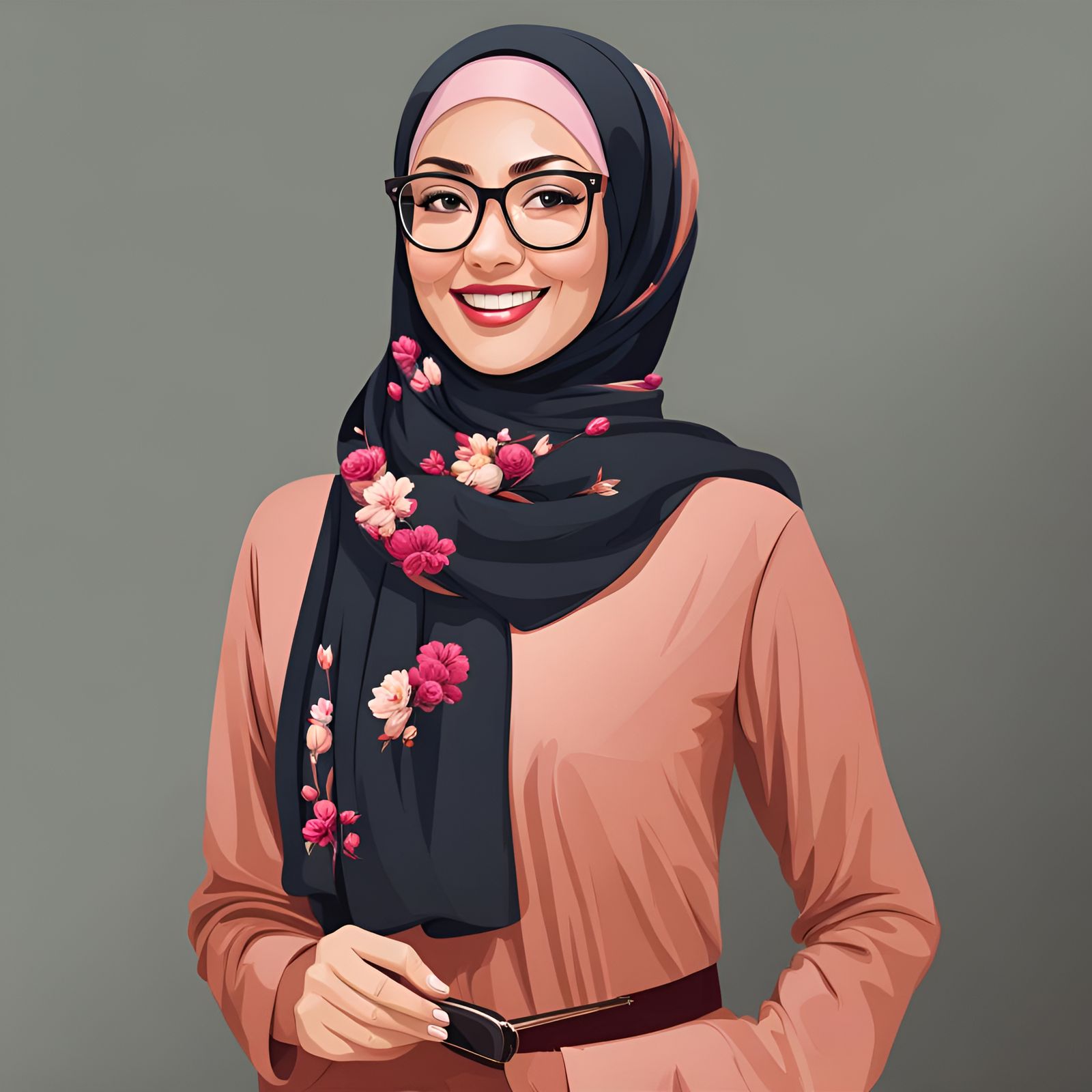 Smiling Woman in Hijab with Glasses Portrait