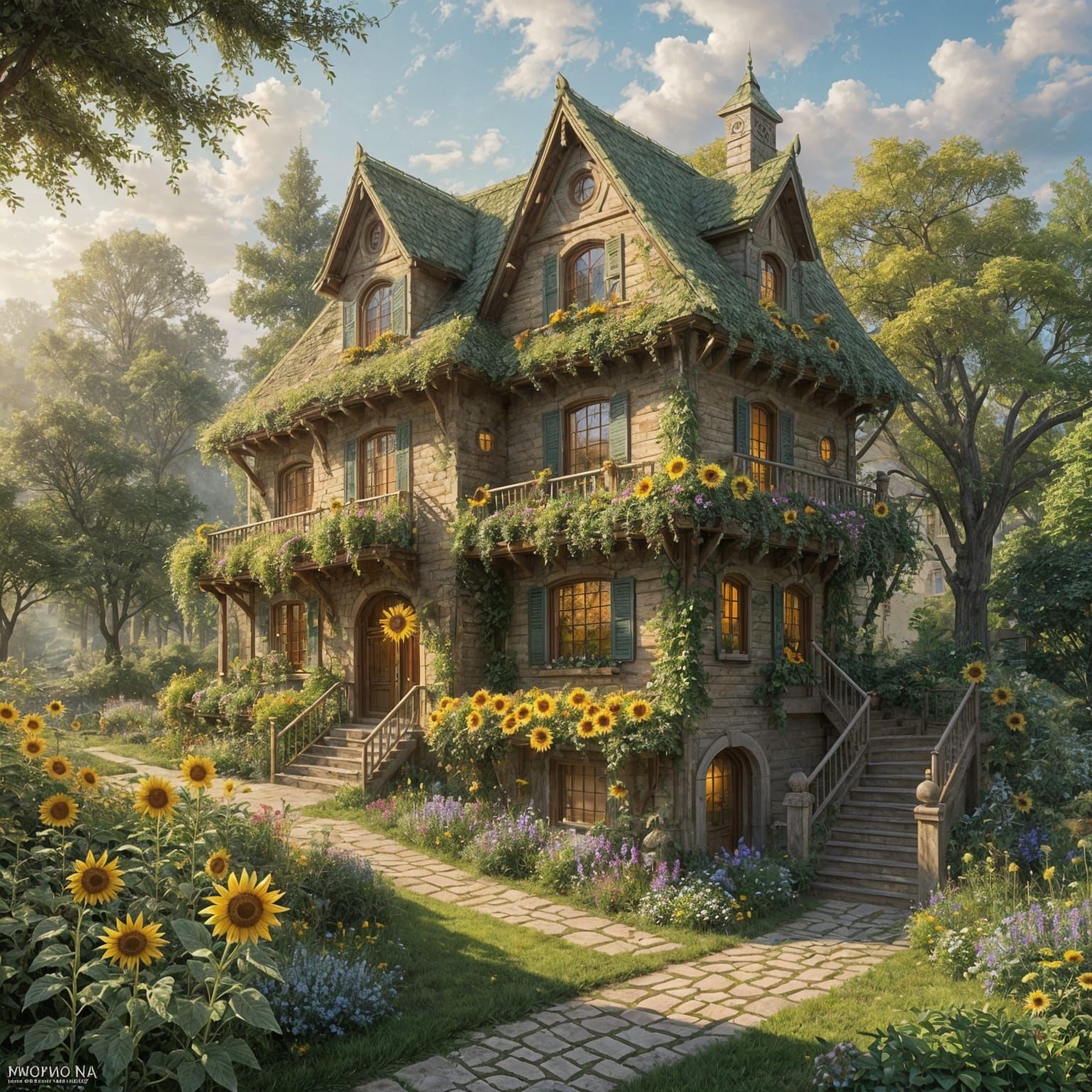 Whimsical Sunflower House in Sunny Meadow