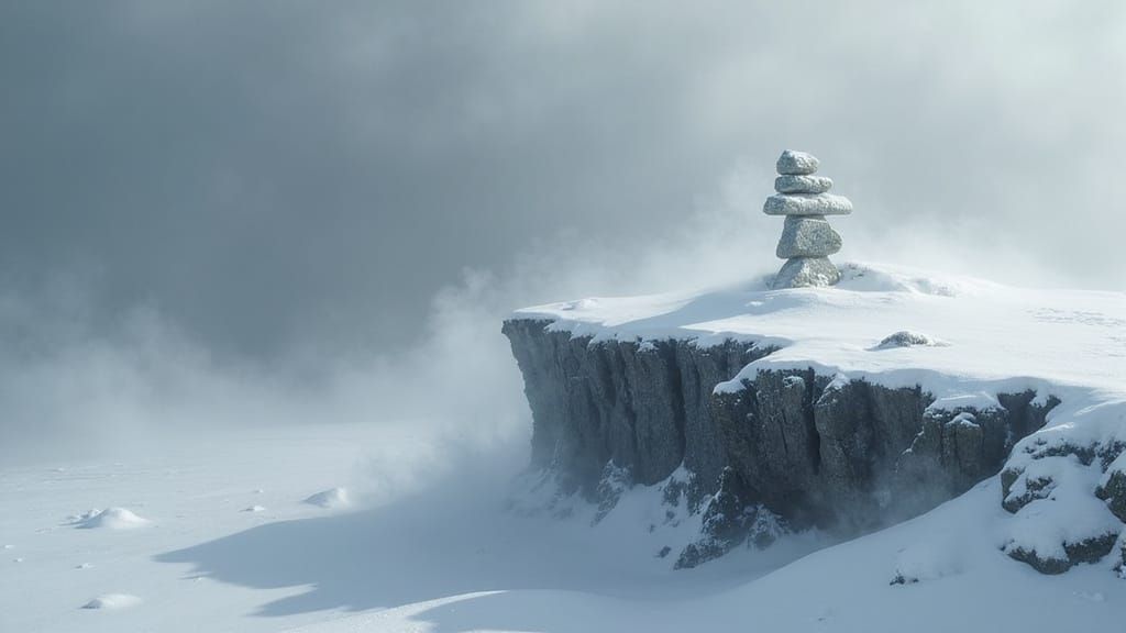 Majestic Inukshuk on Canadian Arctic Tundra