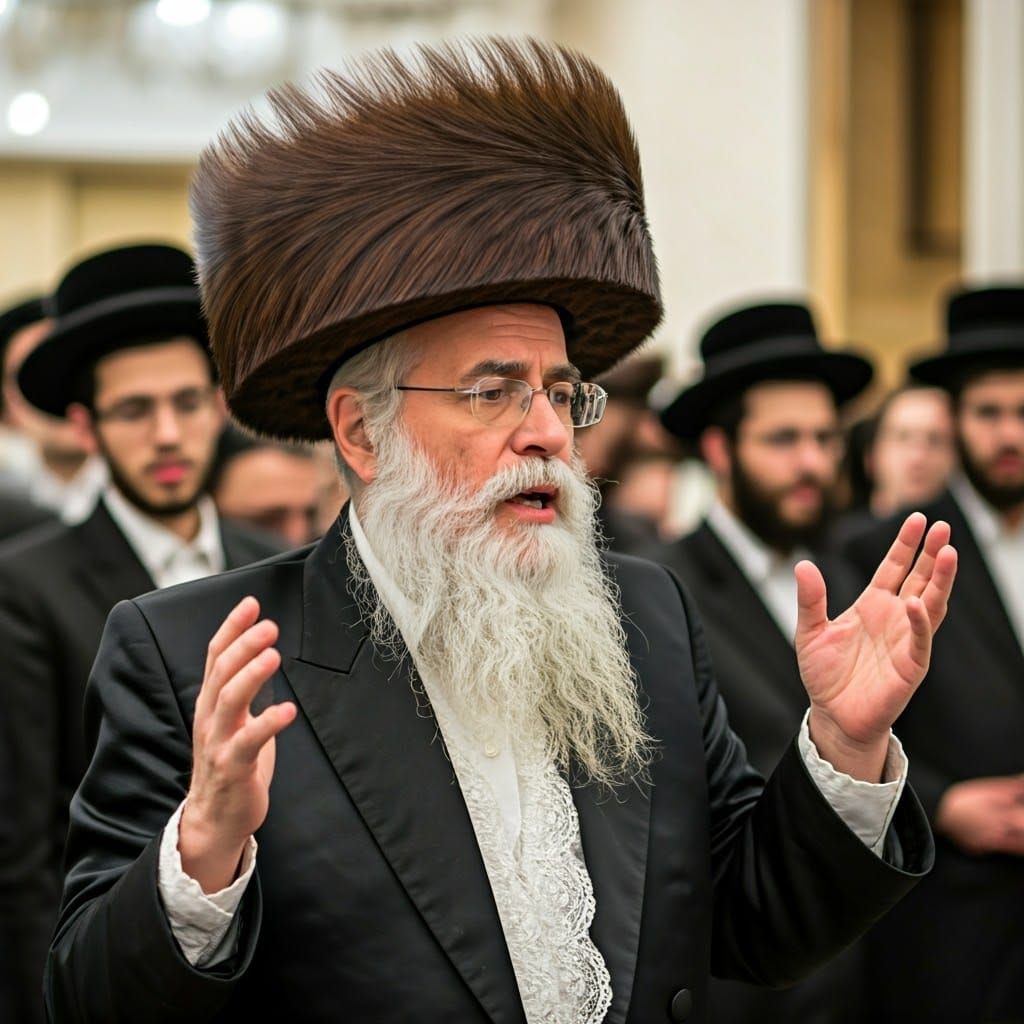 Orthodox Jewish Man Singing in Traditional Attire