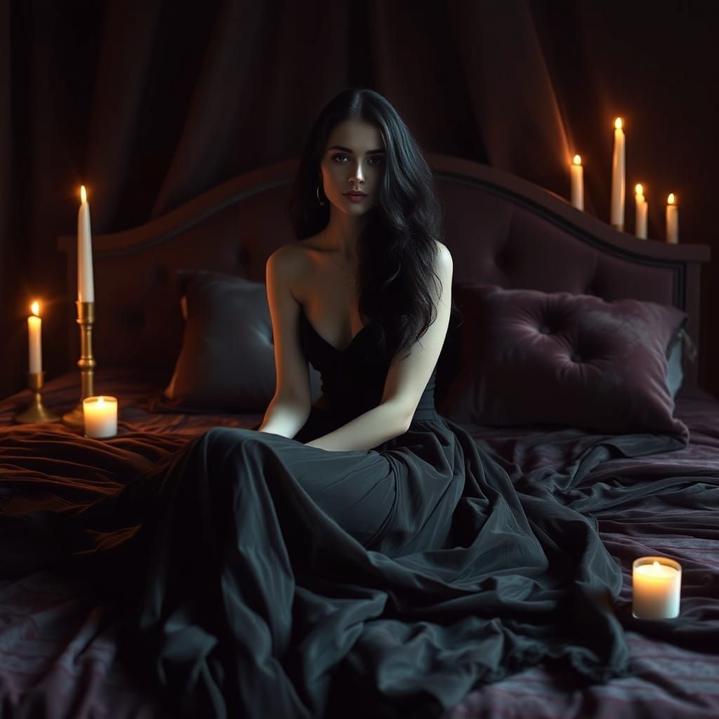 Mystical Velvet Dreamscape with Elegant Female Figure