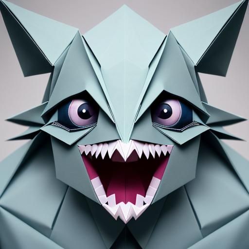 Creepy Origami Monster with Huge Teeth