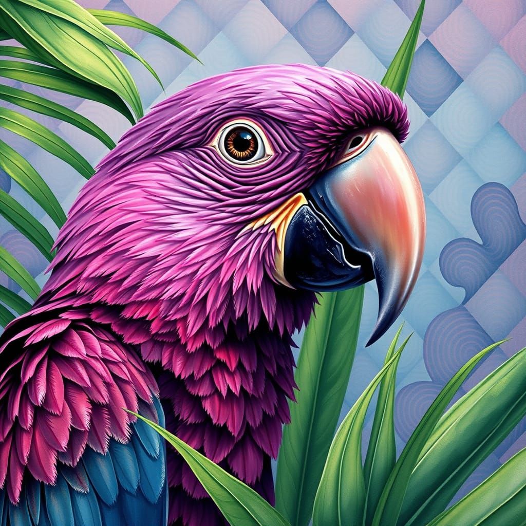 Vibrant Purple Parrot in Whimsical Watercolor Wonderland