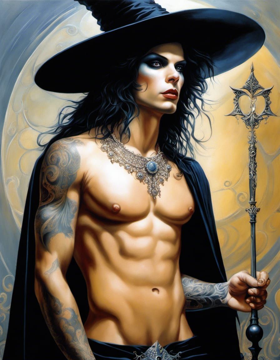 Gothic Male Witch Bride in Acrylic Painting Style