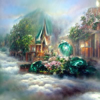 Ethereal Emerald Landscape in Luminist Style