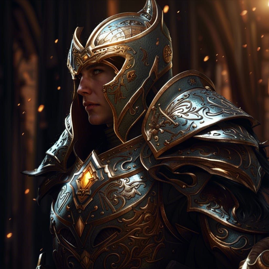 Elven Paladin Knight of Light: Dark Fantasy Art