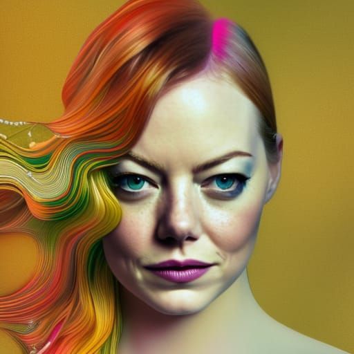 Emma Stone: Hyperrealistic Collage Portrait in Expressionism...