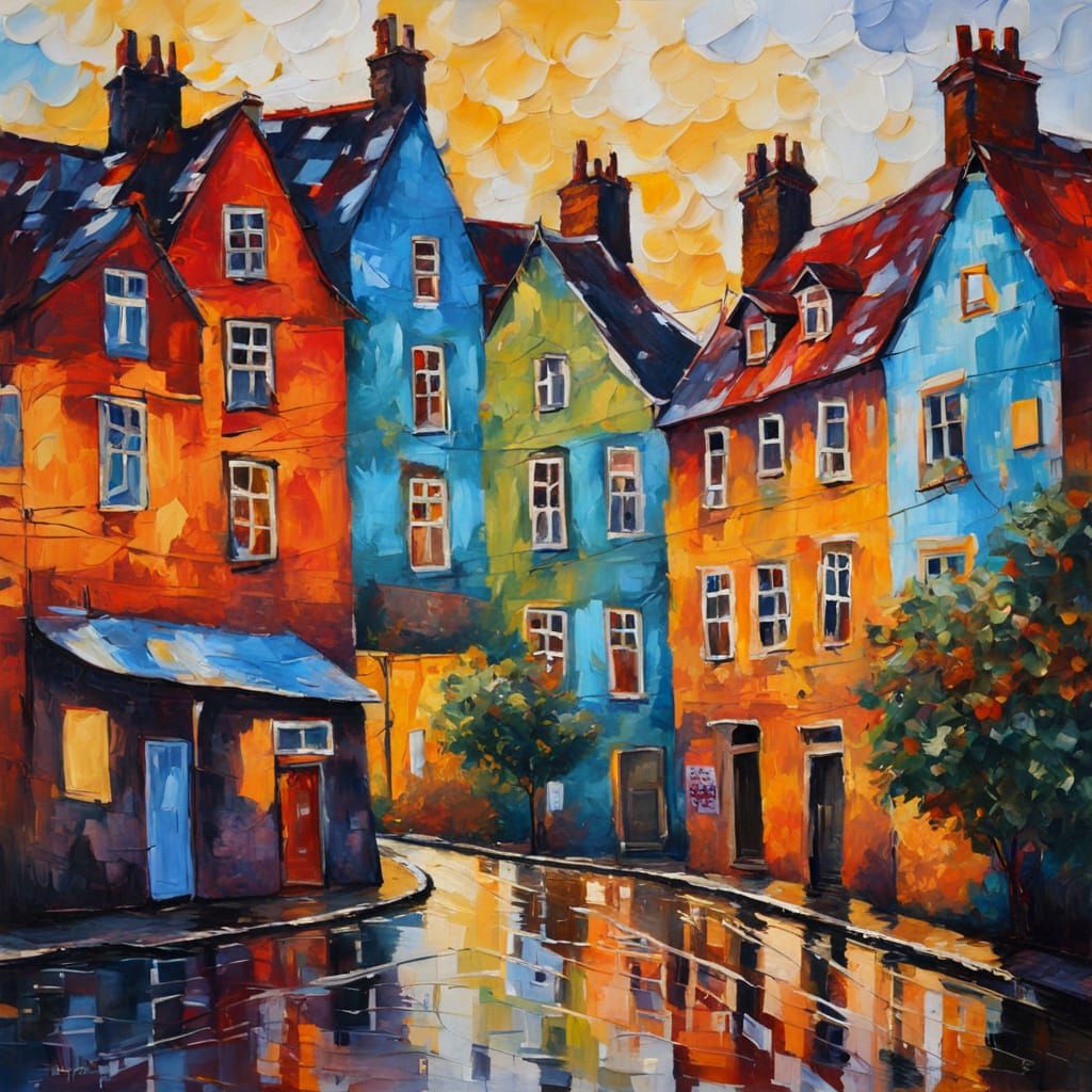 Neo-Impressionist Historic Homes in Vibrant Oil Paint