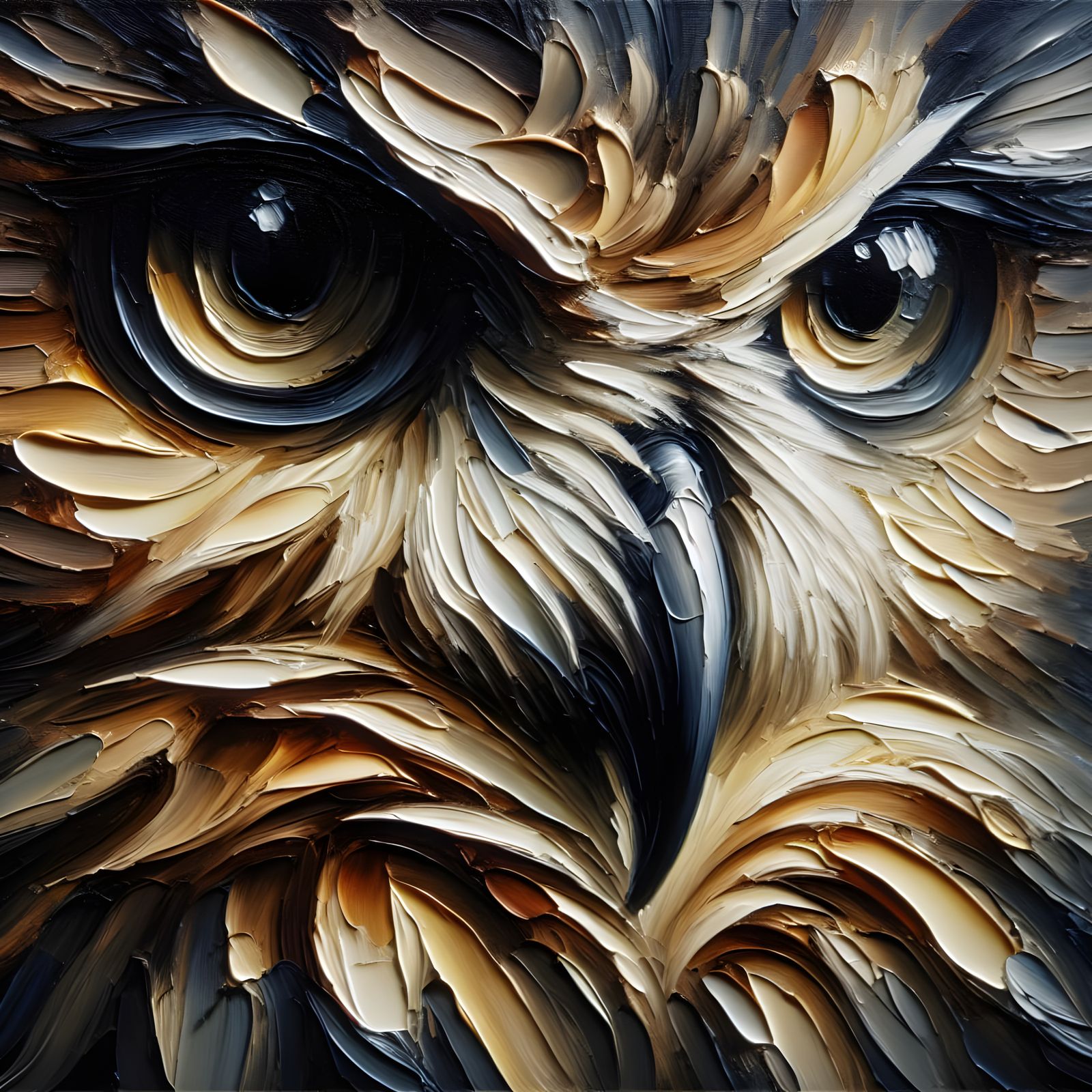 Majestic Owl Portrait in Vibrant Impasto