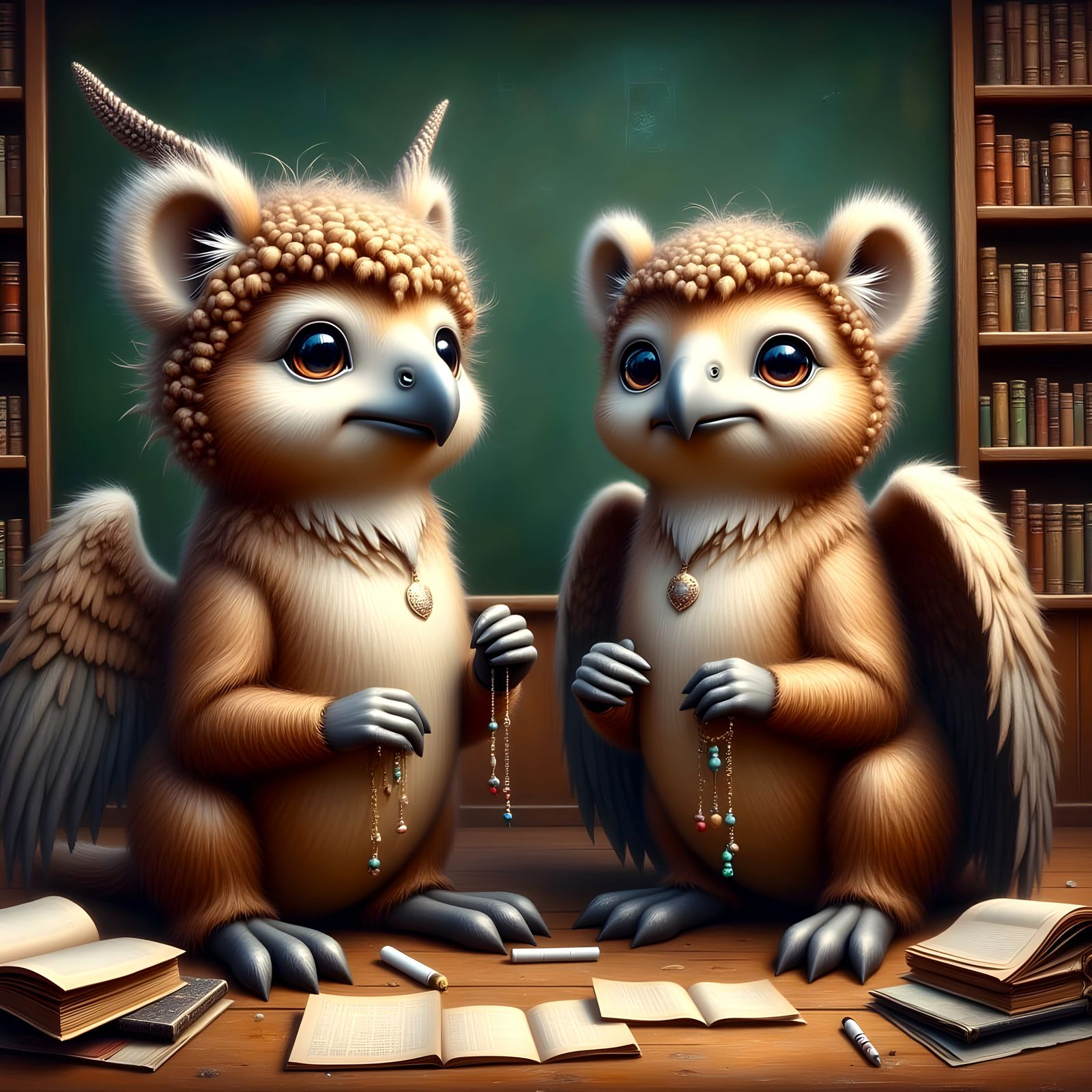 Mythical Griffins Teach in a Fantastical Classroom