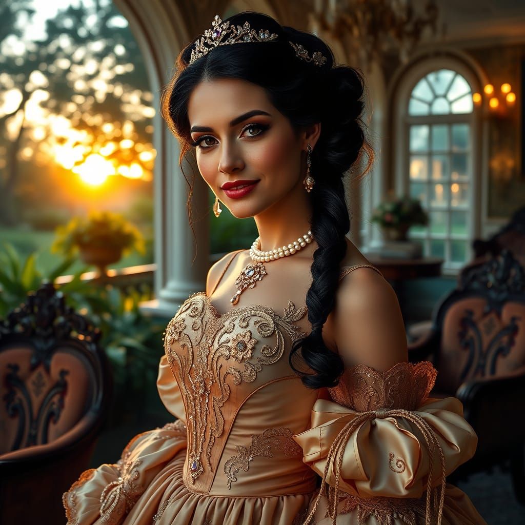 Southern Belle Goddess in Lavish Ball Gown, Inspired by Pre-...