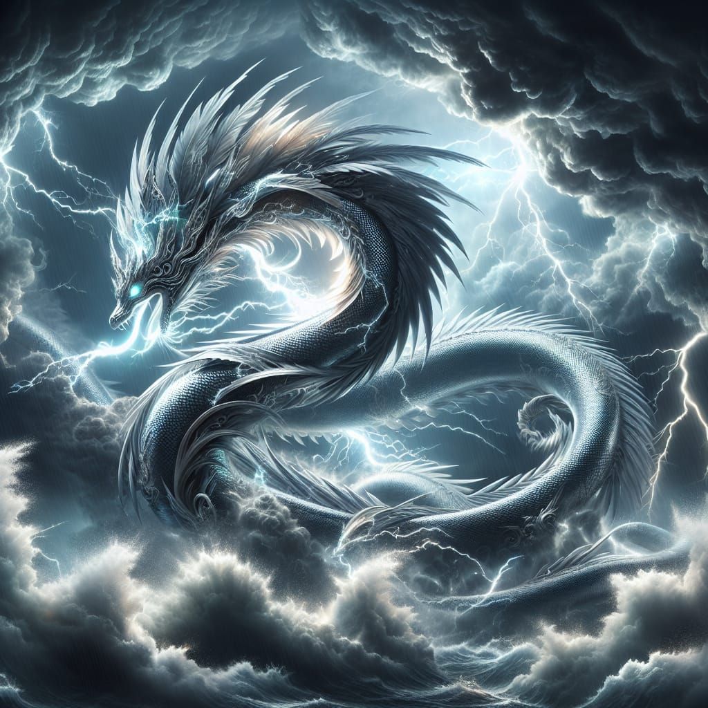 Feathered Serpent Amidst a Raging Tempest
