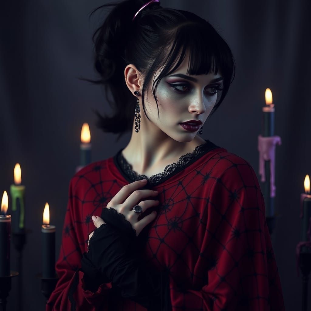 Enchanting Gothic Muse Floats in Bewitching Atmosphere