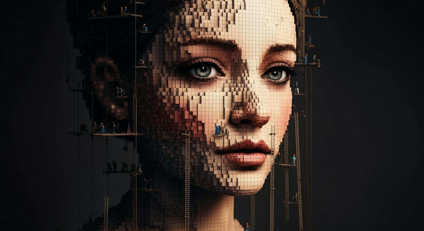 Vibrant Cubist Portrait in Whimsical Colors