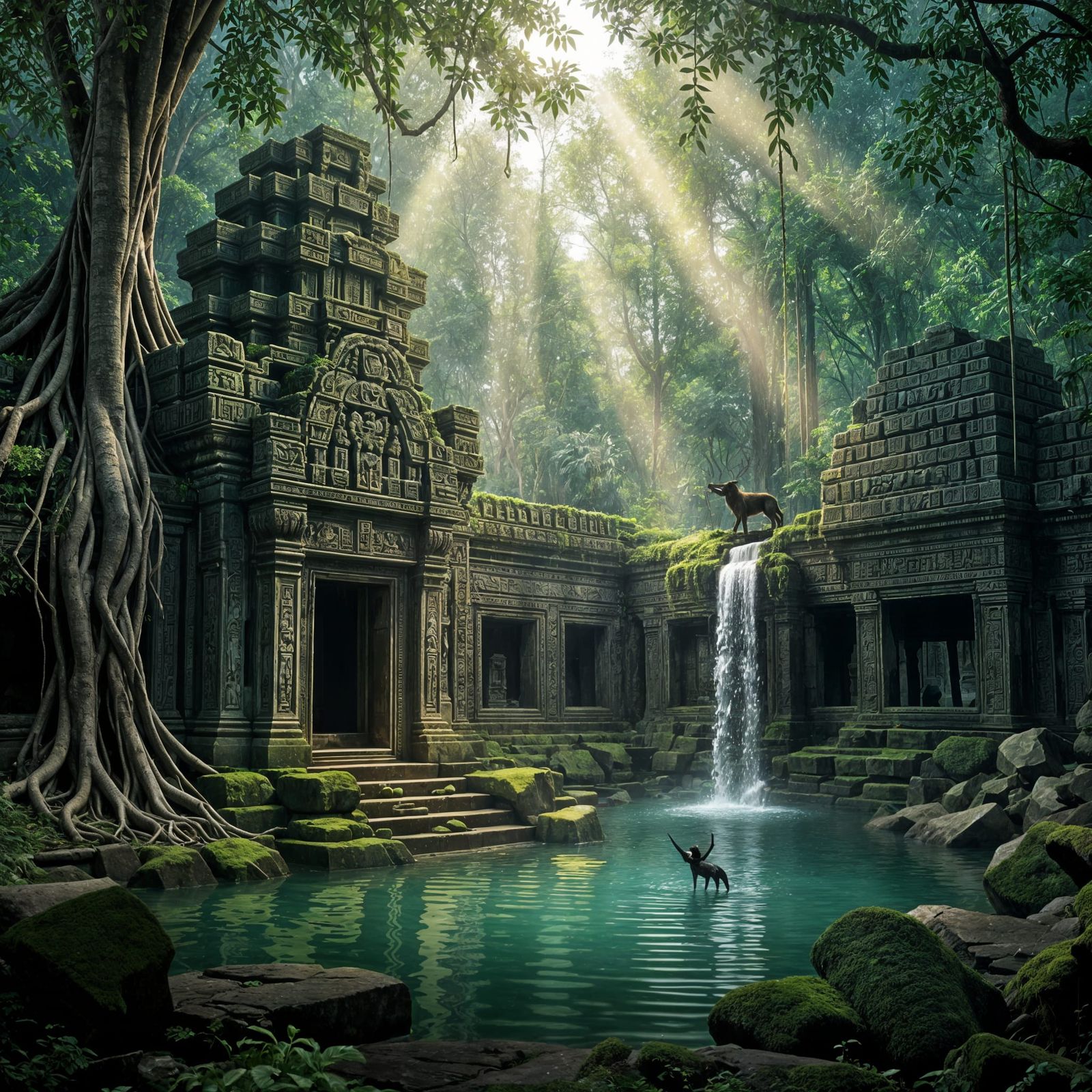 Majestic Forgotten Temple Reclaimed by Lush Jungle