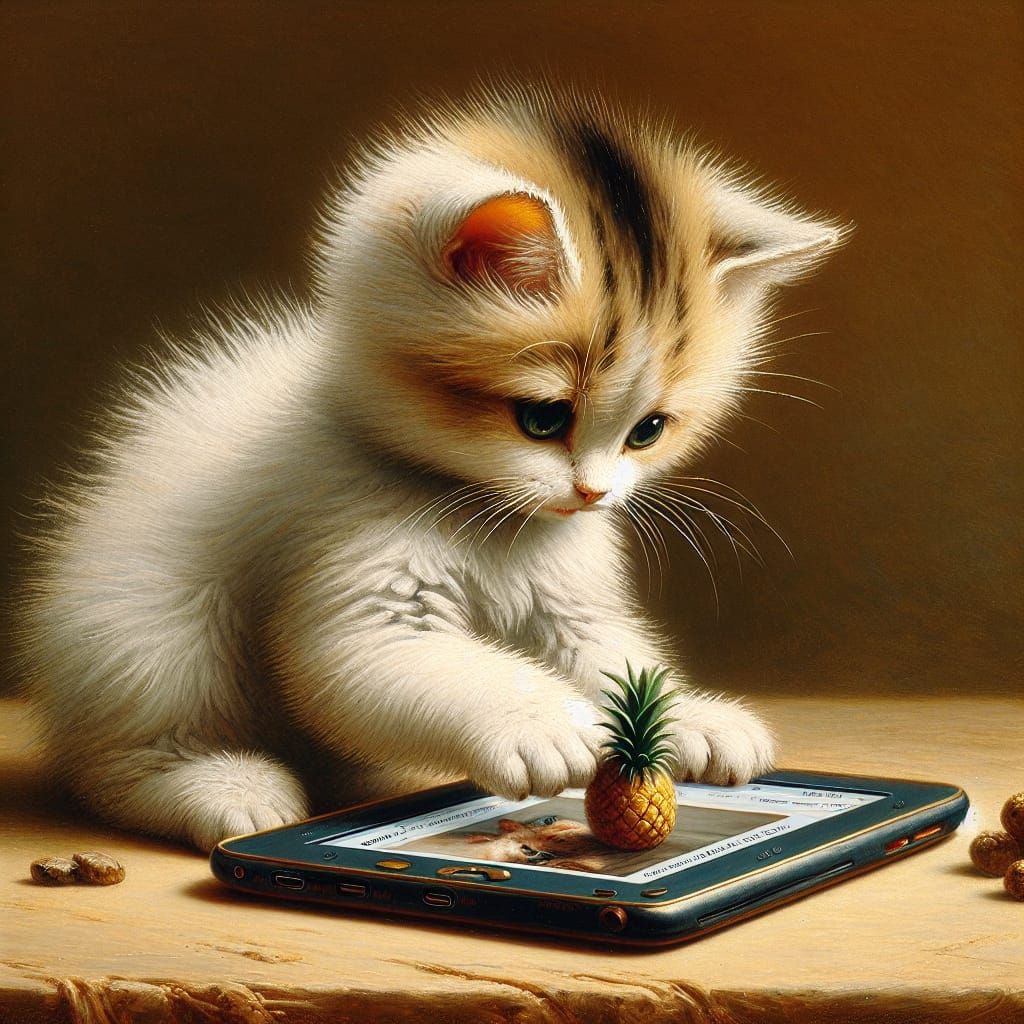 kitten doing hobby.