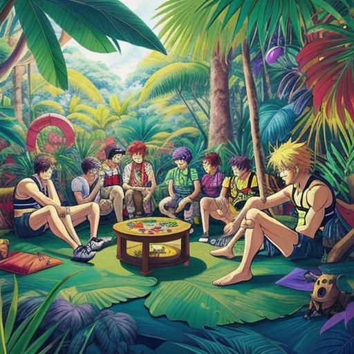 Jungle Party: Vibrant Anime-Style Celebration