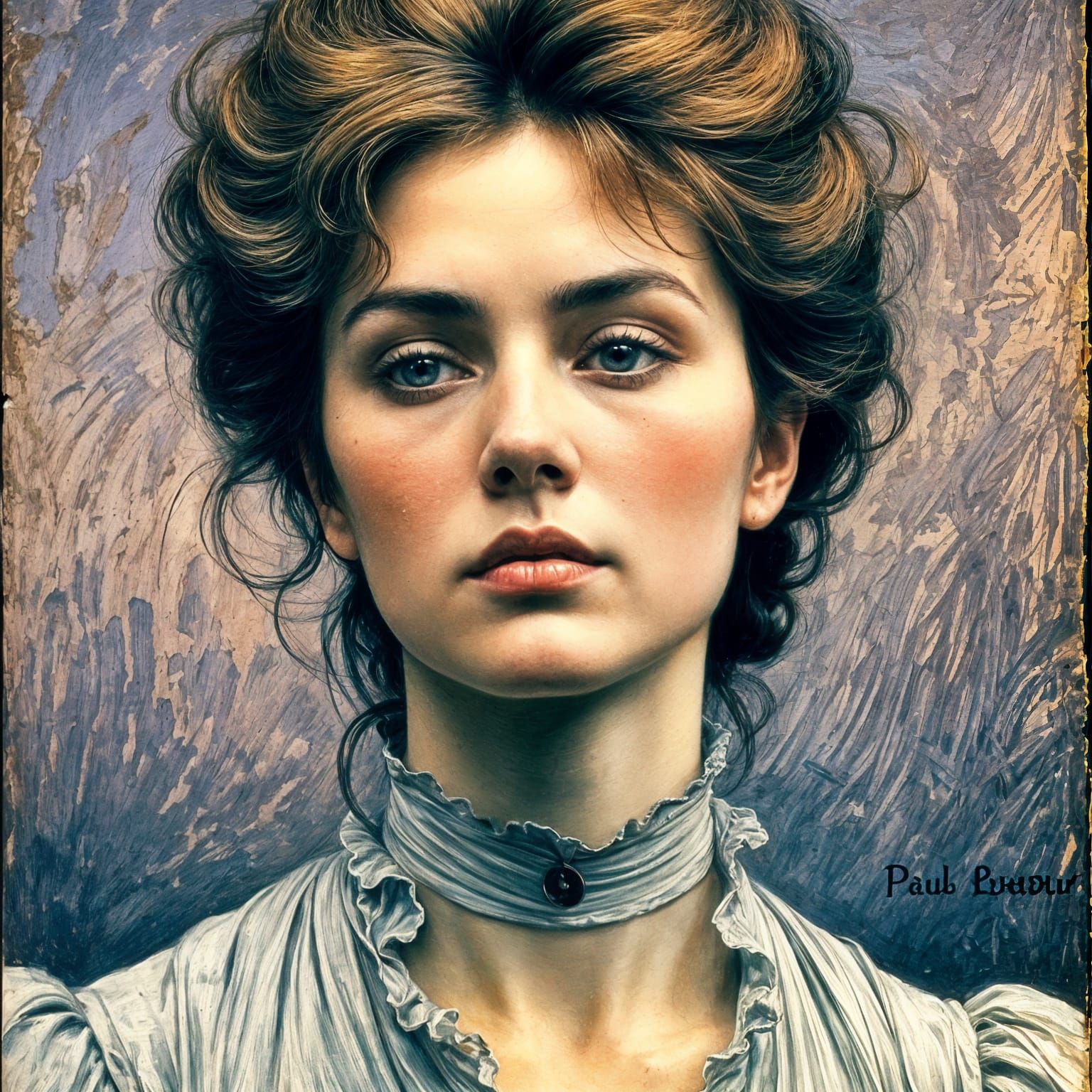 Mysterious Woman in Earthy Tones, à la 19th-Century French A...