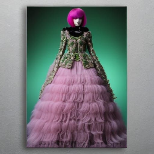 Green Skinned Alien in Haute Couture