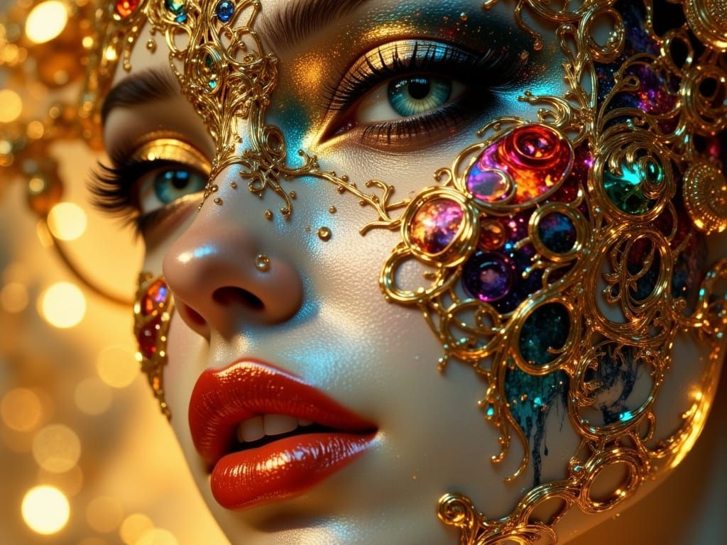 Cyber Neon Portrait of a Mystical Woman