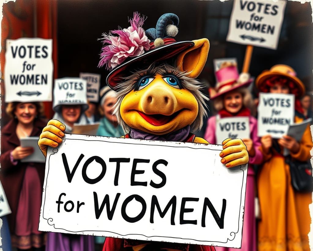 Miss Piggy as Suffragette in Chiaroscuro Style