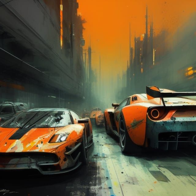 Orange Racing Car Speedpaint with Graphite Sketch