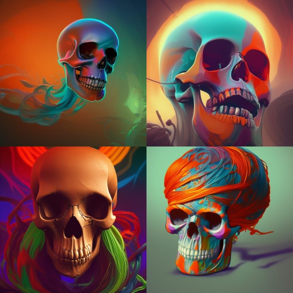 Colorful Yarn Skull Concept Art in 8K