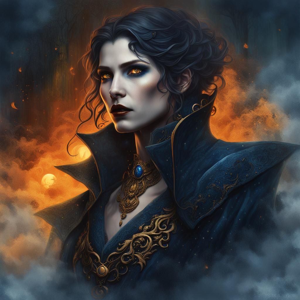 Female Vampire Portrait in Dark Fantasy Style