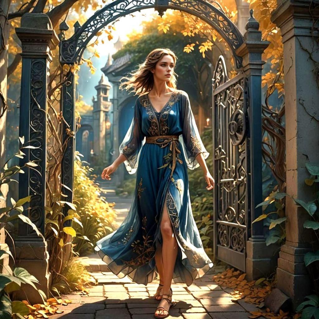 Fantasy Autumn Gate in Detailed Matte Painting Style